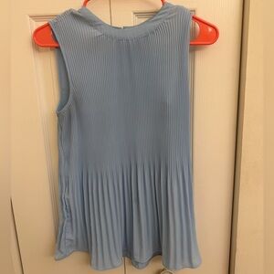 Adrianna Papell Light Blue Pleated Sleeveless Tank